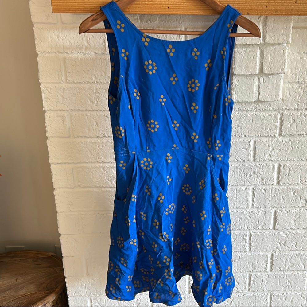 Free People Blue and Gold Scoop Neck Sundress